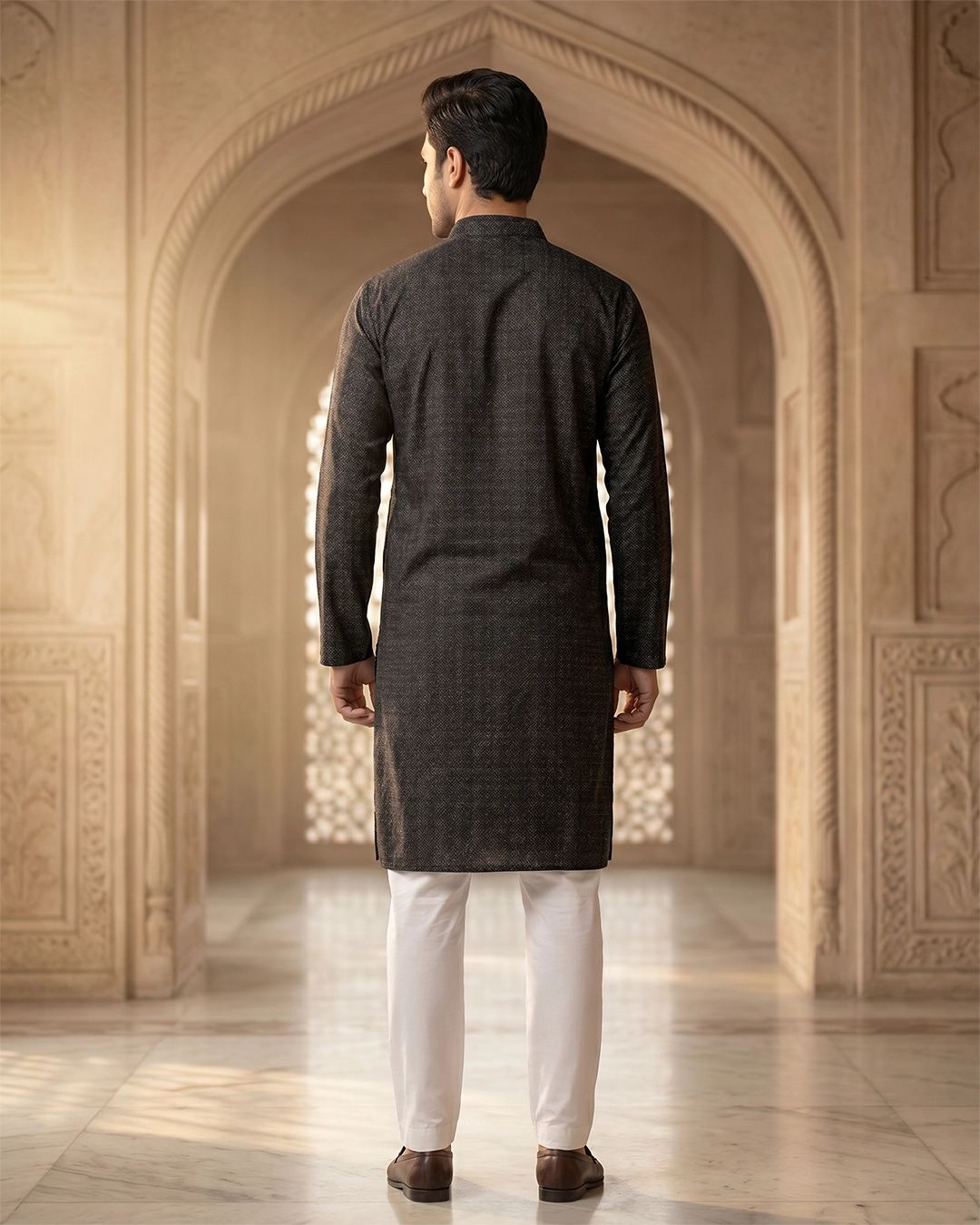 DEEN Black Motif Semi Formal Panjabi - Image 3