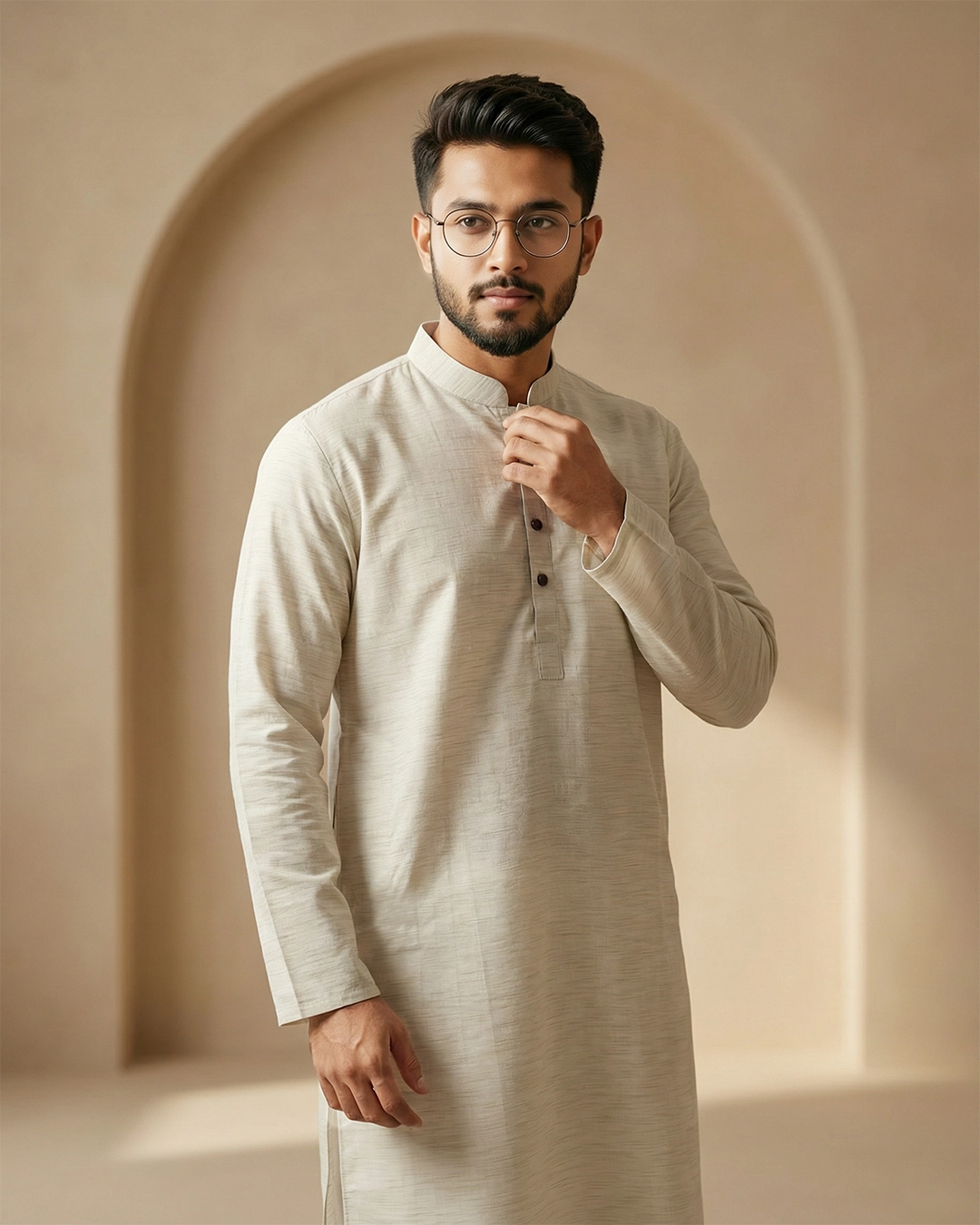 DEEN Cream Semi Formal Panjabi - Image 2