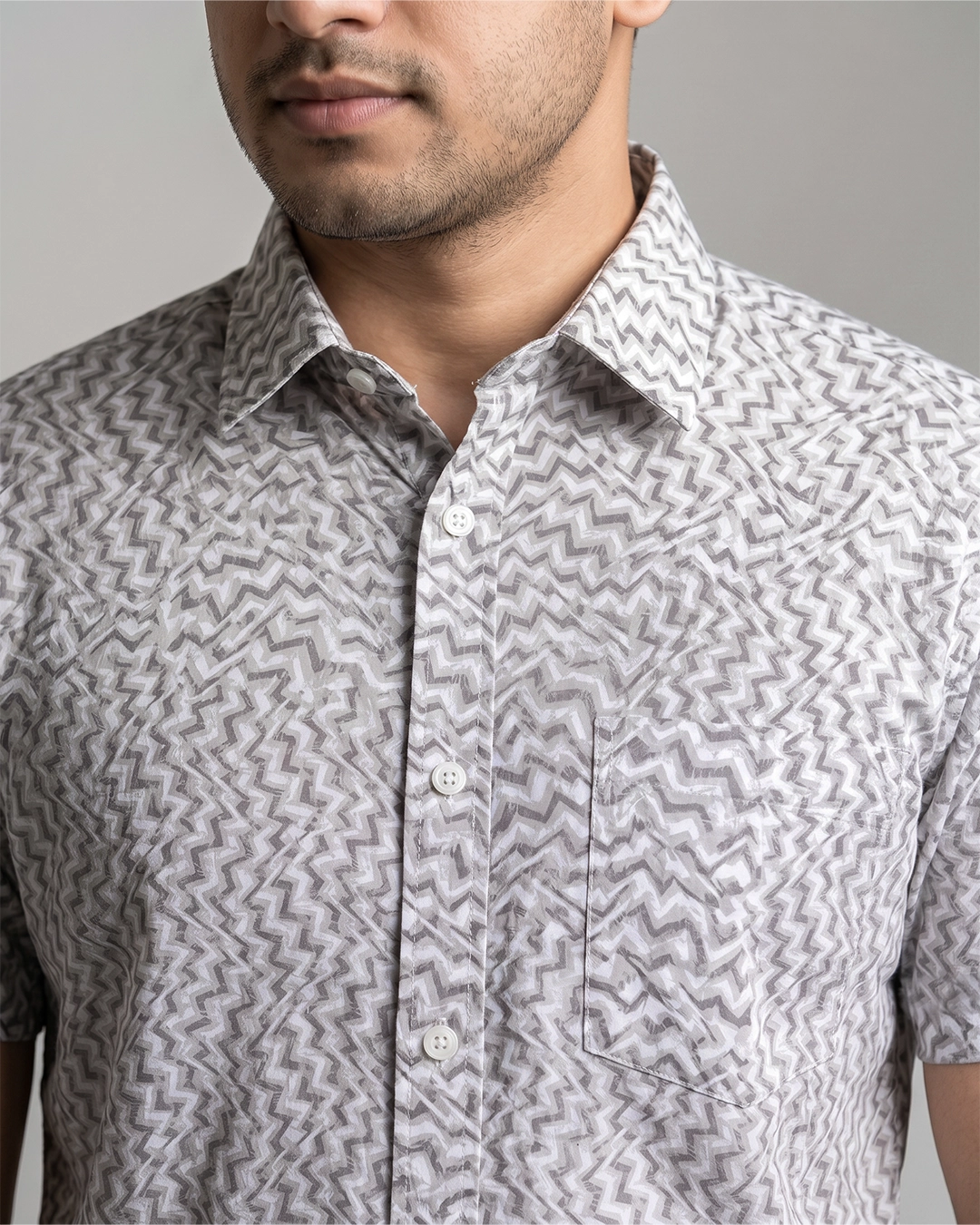 DEEN Grey Wiggly Casual Half Shirt - Image 3