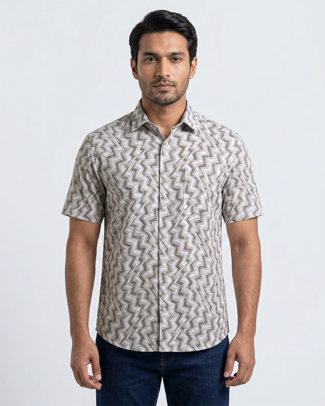 DEEN Grey Wiggly Casual Half Shirt - Image 2