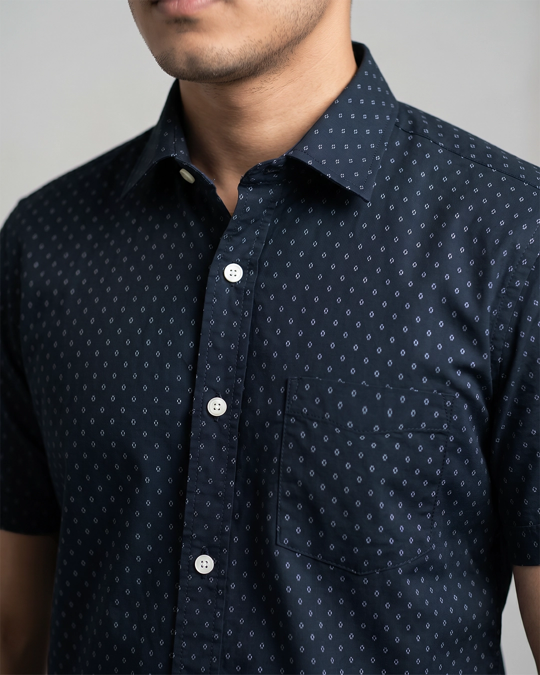 DEEN Navy Dot Casual Half Shirt - Image 3