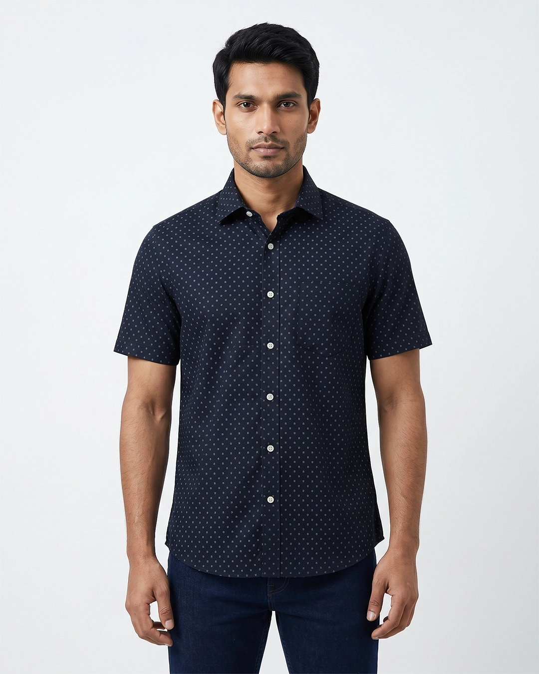 DEEN Navy Dot Casual Half Shirt - Image 2