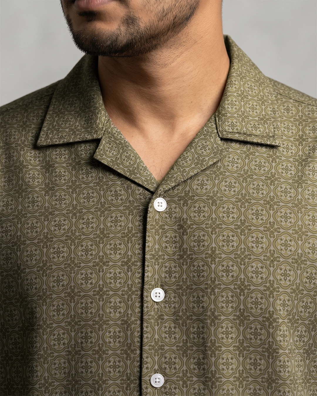 DEEN Olive Cuban Collar Shirt - Image 2