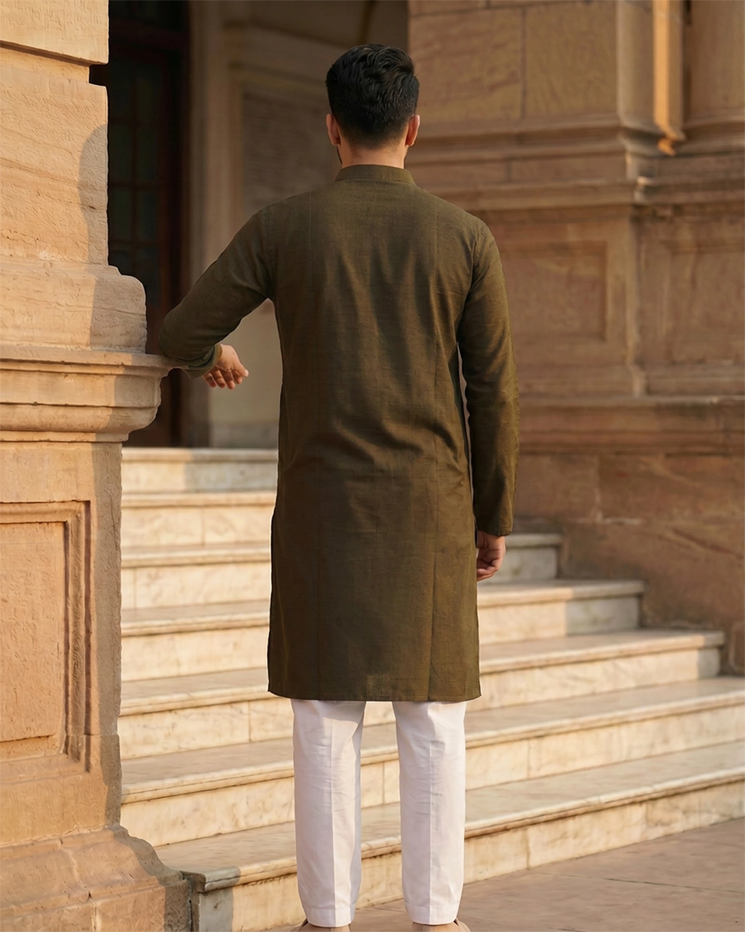 DEEN Olive Semi Formal Panjabi - Image 3