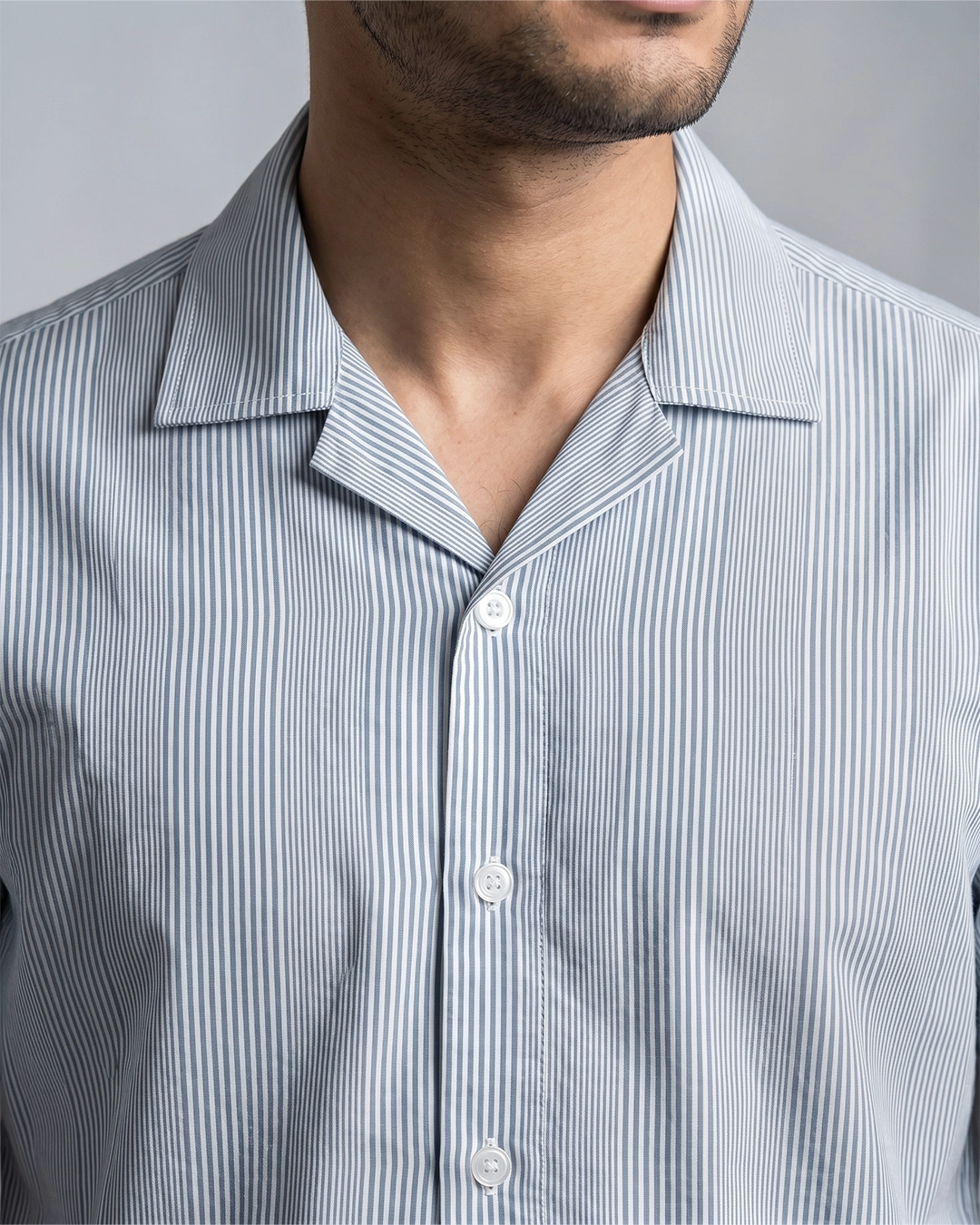 DEEN Pinstripe Cuban Collar Shirt - Image 3