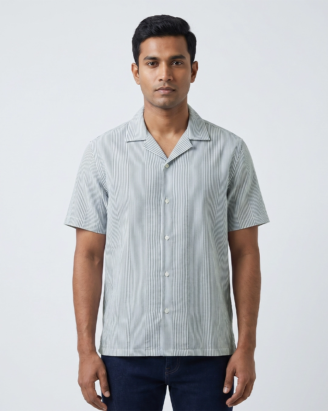 DEEN Pinstripe Cuban Collar Shirt - Image 2
