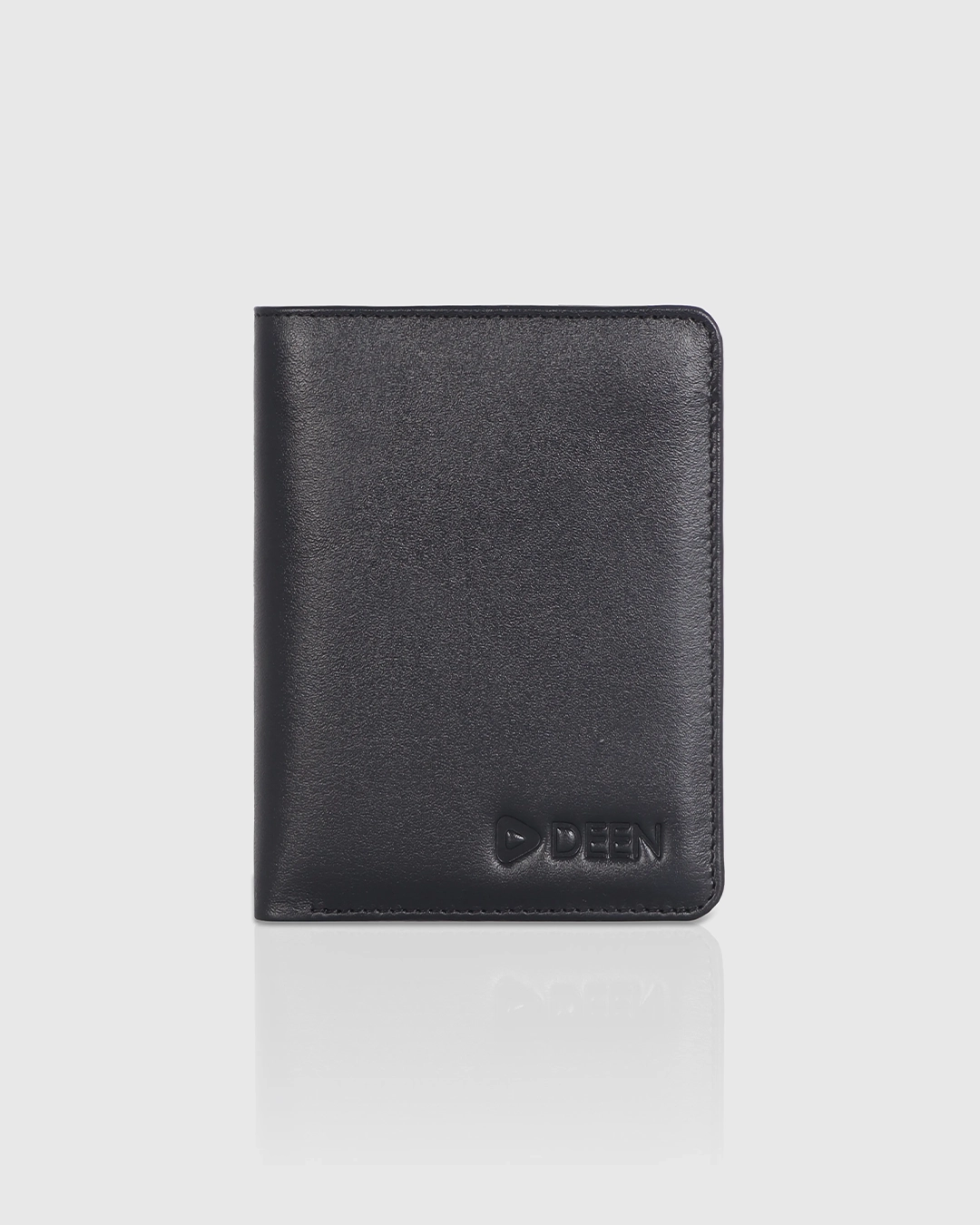 DEEN Textured Black Bifold Leather Wallet