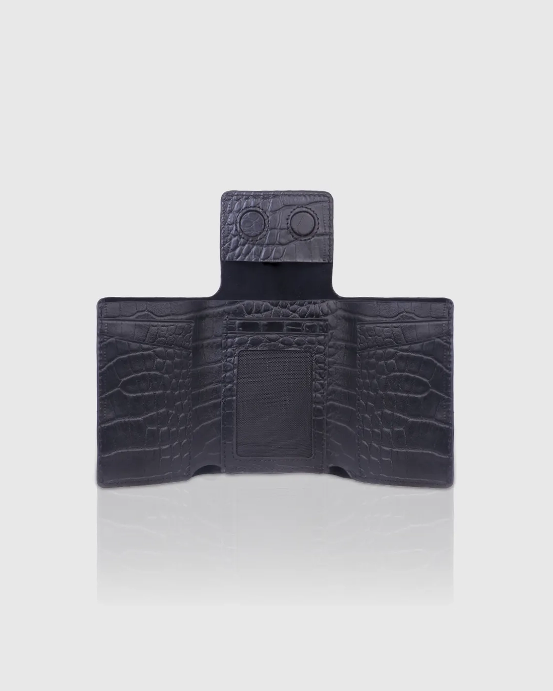 DEEN Coarse Black Leather Trifold Wallet - Image 3