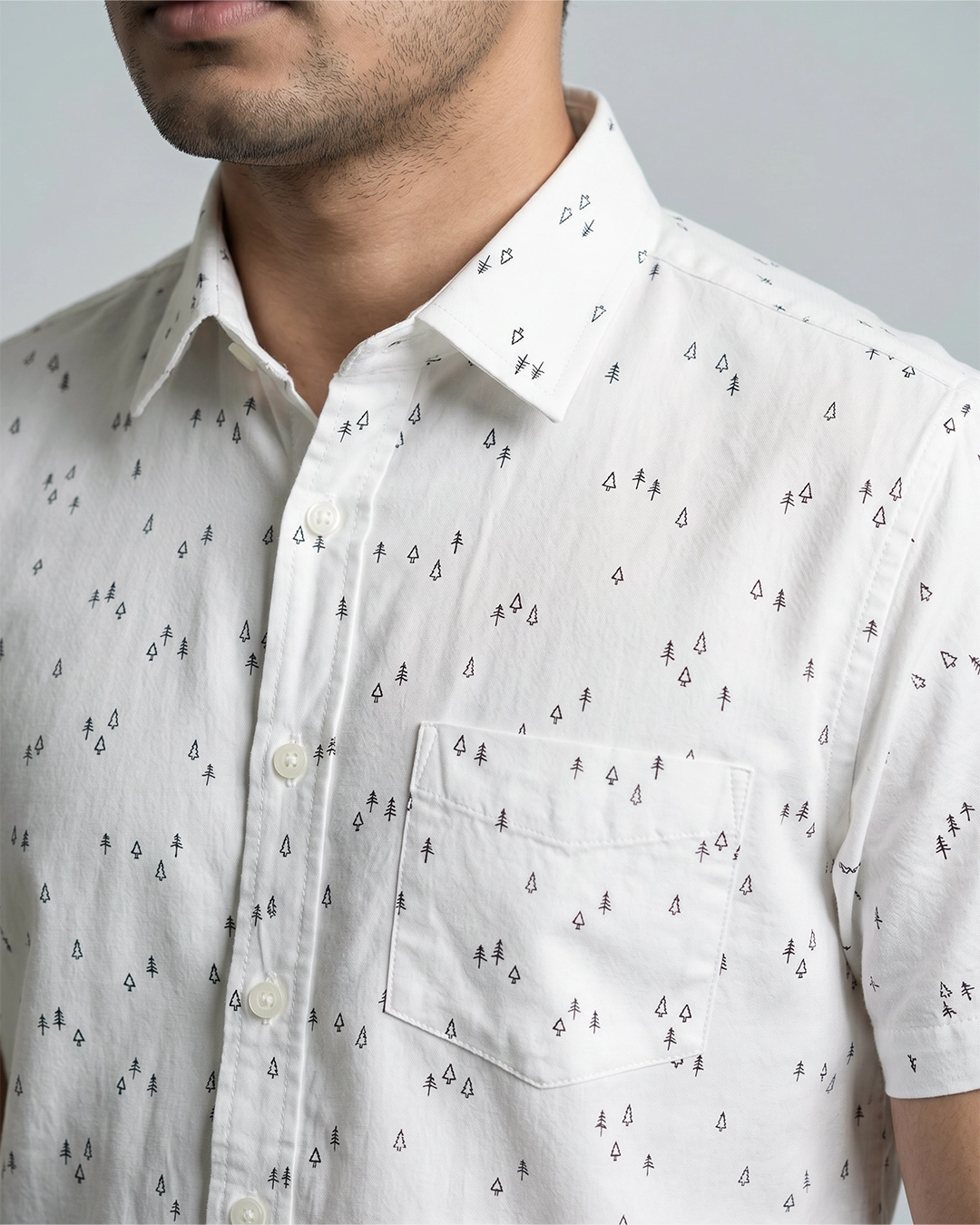 DEEN White Mini Print Casual Half Shirt - Image 3