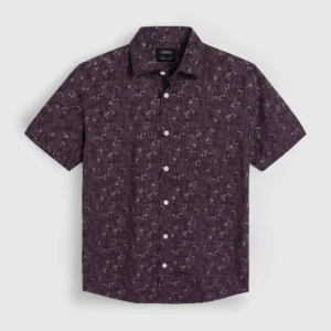DEEN Burgundy Floral Casual Half Shirt