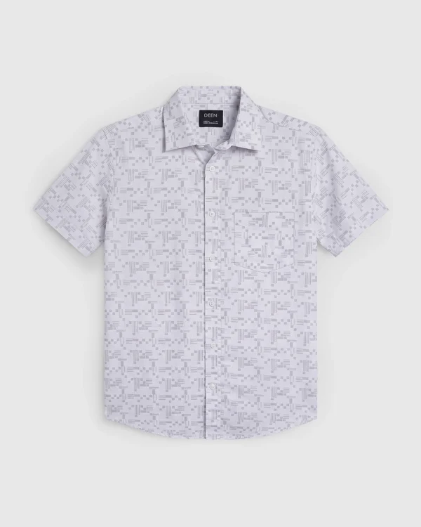 DEEN Cream Check Casual Half Shirt