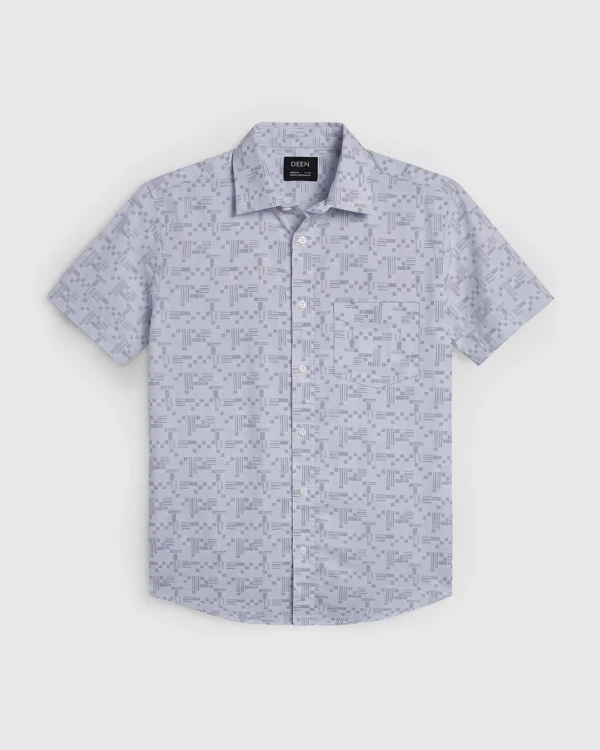 DEEN Light Grey Check Casual Half Shirt