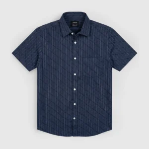 DEEN Navy Texture Casual Half Shirt