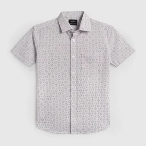 DEEN Off-white Motif Casual Half Shirt