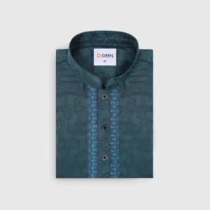 DEEN Teal Blue Embroidered Panjabi