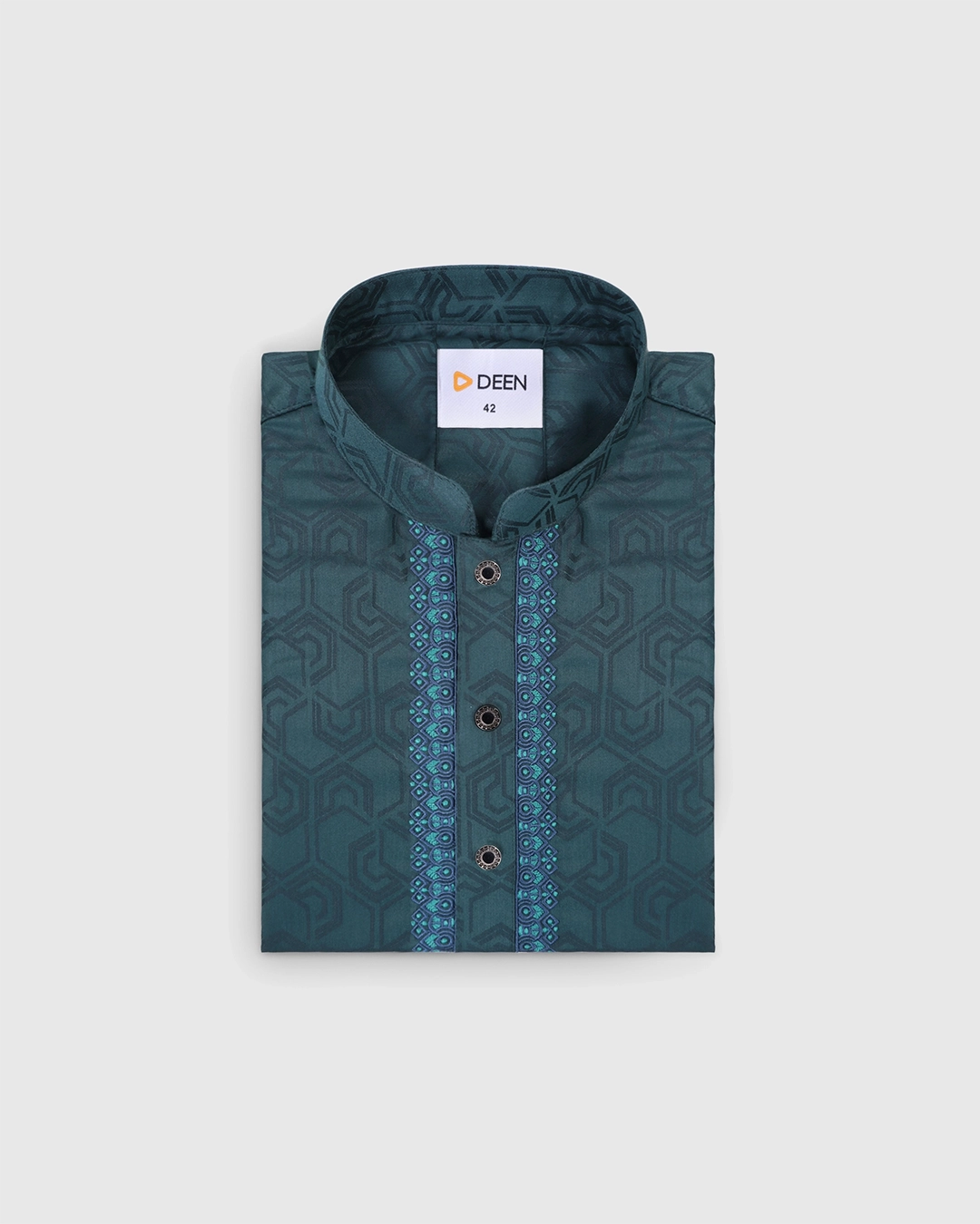 DEEN Teal Blue Embroidered Panjabi