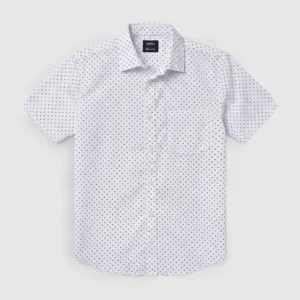 DEEN White Microprint Casual Half Shirt