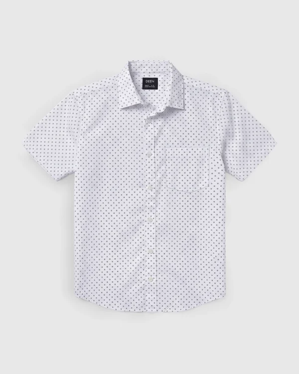 DEEN White Microprint Casual Half Shirt