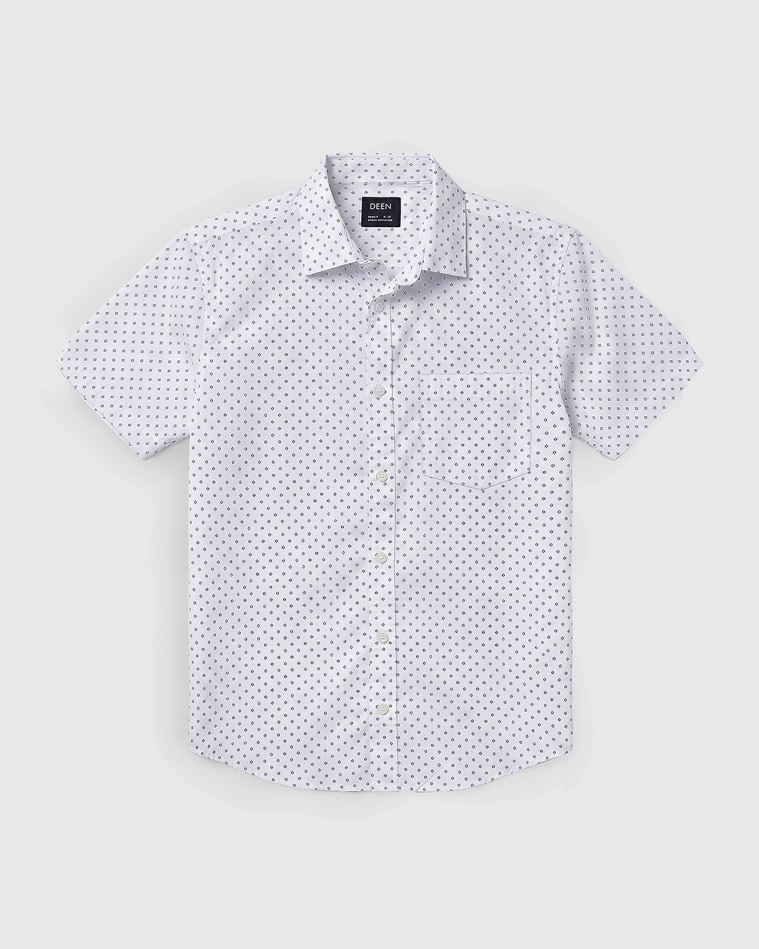 DEEN White Microprint Casual Half Shirt