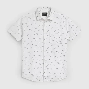 DEEN White Mini Print Casual Half Shirt