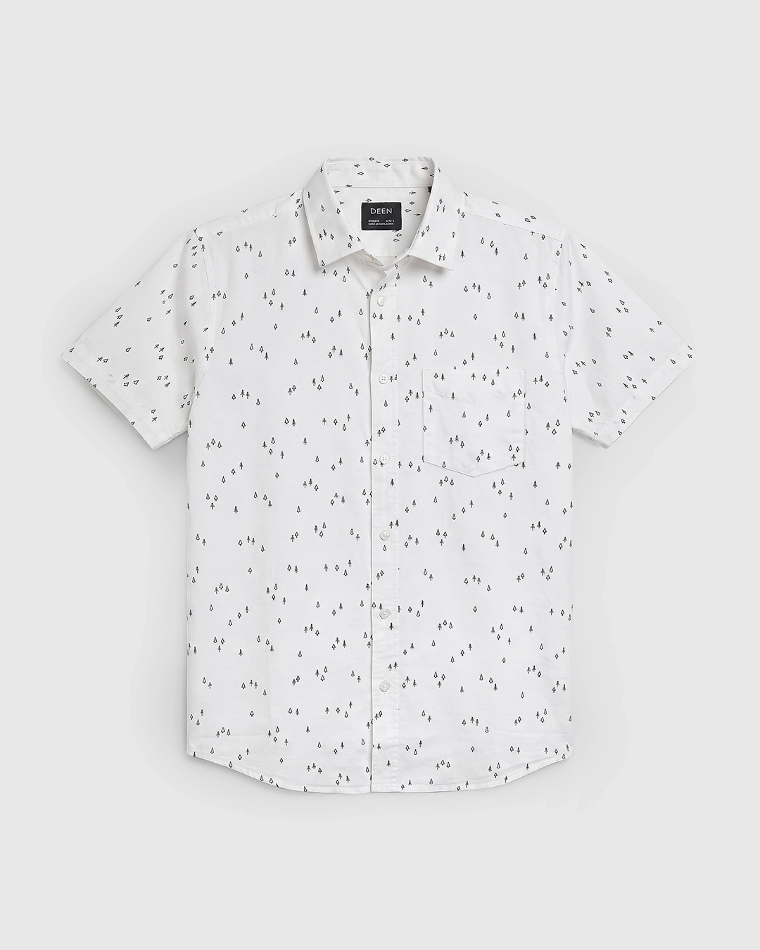 DEEN White Mini Print Casual Half Shirt